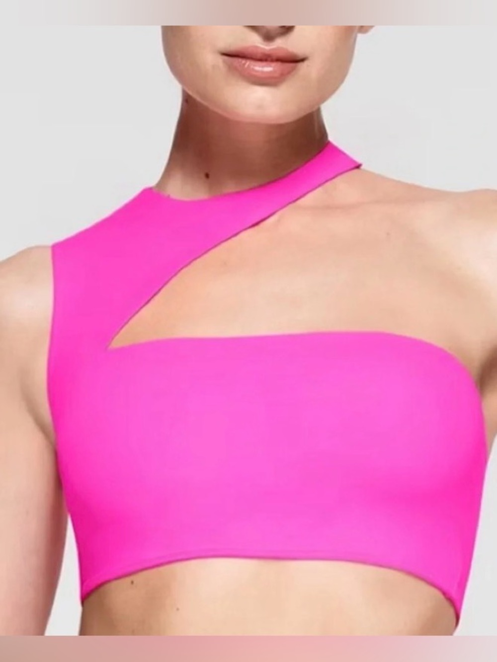 NWOT Skims Asymmetrical Hot Pink Crop Top